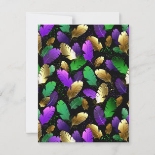 Save The Date Motif sans couture avec des plumes de Mardi Gras