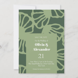 Save The Date Motif sans couture de corail floral abstrait vert