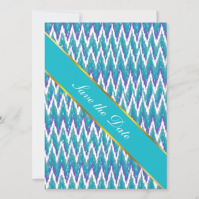 Save The Date motif turquoise et Amethyst iKat ZigZag (Devant)