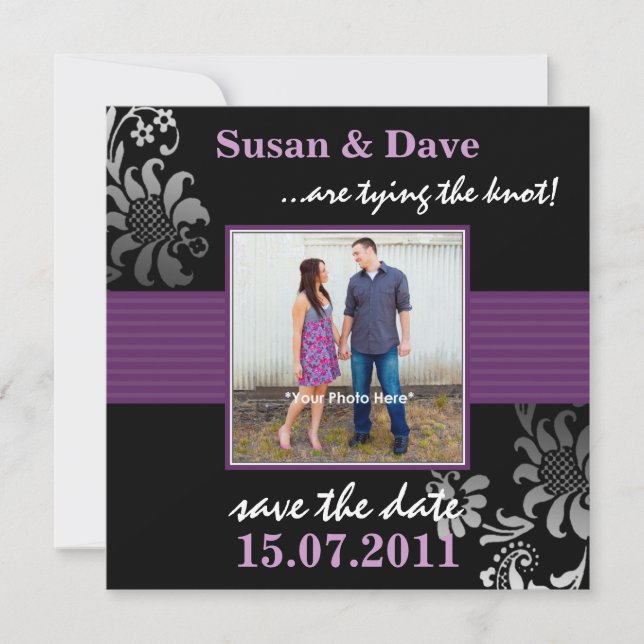 Save The Date Motif violet photo Enregistrer la date (Devant)