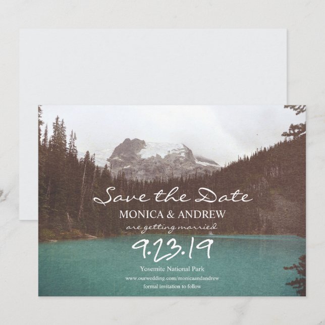 Save the Date Mountain Lake Invitation (Front/Back)