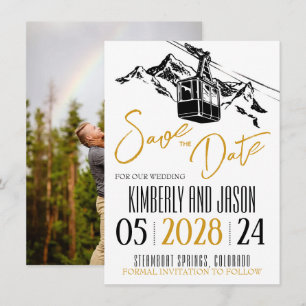 Save The Date Mountain Love Gold