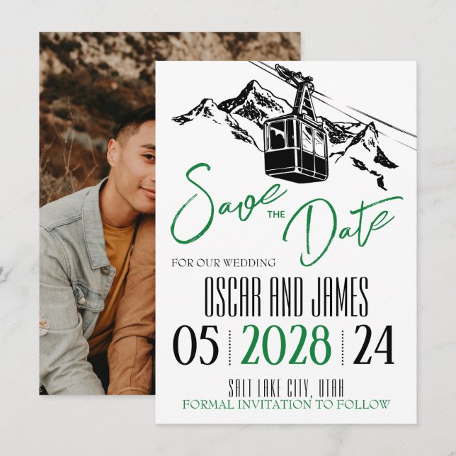 Save The Date Mountain Love Green (Devant / Derrière)