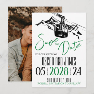 Save The Date Mountain Love Green