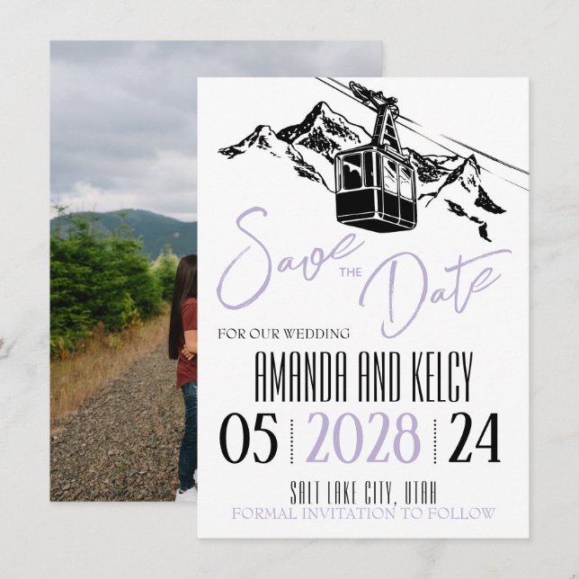 Save The Date Mountain Love Lilac (Devant / Derrière)
