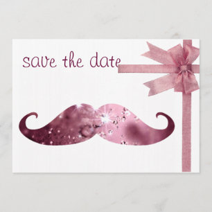 Save The Date Moustache drôle à boules roses