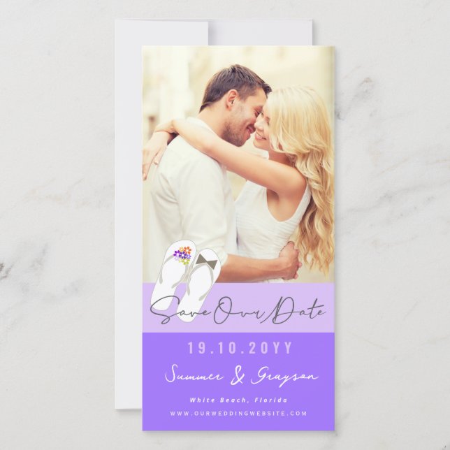 Save The Date Mr & Mrs Flip Flops Daisies Beach Wedding Photo (Devant)