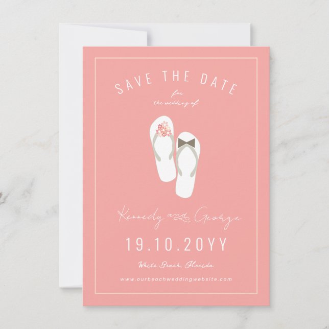 Save The Date Mr & Mrs Flip Flops Daisies Beach Wedding Photo (Devant)