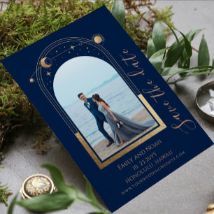 Save The Date Mystic Bleu Or Soleil Lune Star Space