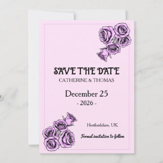 Save The Date Mystical Purple Rose Wedding