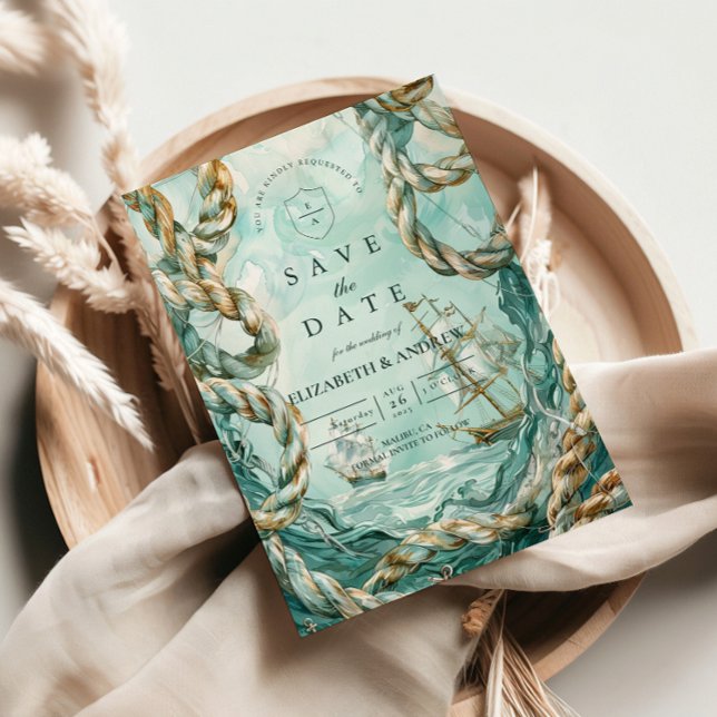 Save The Date Nautical Rope Voyage Wedding (Créateur téléchargé)