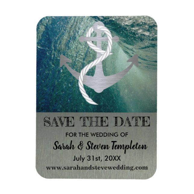 Save the Date Nautical Sailor Anchor Wedding Magnet (Vertical)