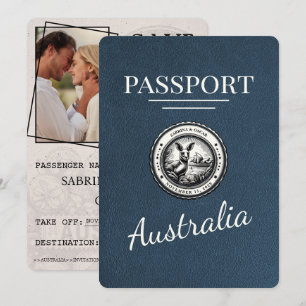 Save The Date Navy Blue Australia Passeport Enregistrer La Date