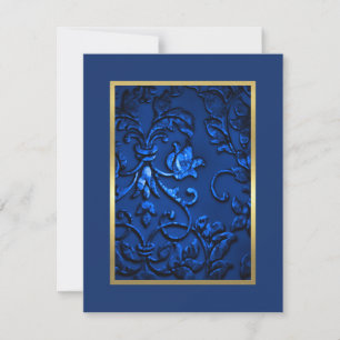 Save the Date Navy Blue Damask with Any Colour