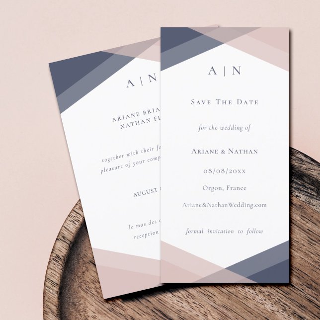 Save The Date Navy Blush Modern Enregistrer La Date Mariage (Créateur téléchargé)