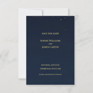 Save The Date Navy Gold Star Céleste Mariage Écossais