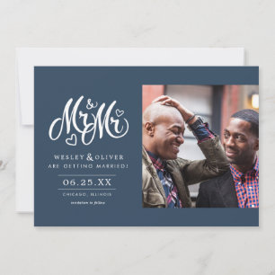 Save The Date Navy Mr & Mr Script - Enregistrer la Date avec la