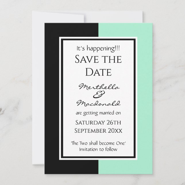 SAVE THE DATE NEO MINT NOIR PERSONNALISÉ IL SE PASSE ! (Devant)