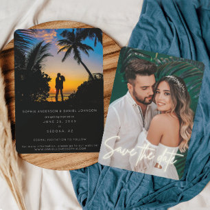 Save The Date Neon Script Photo Wedding Enregistrer La Date