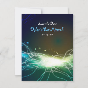 Save The Date Neon Star Barre Mitzvah Enregistrer la date