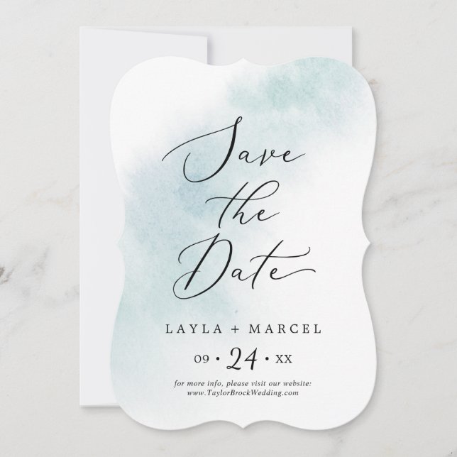 Save The Date Nettoyage aquarelle | Mariage bleu (Devant)