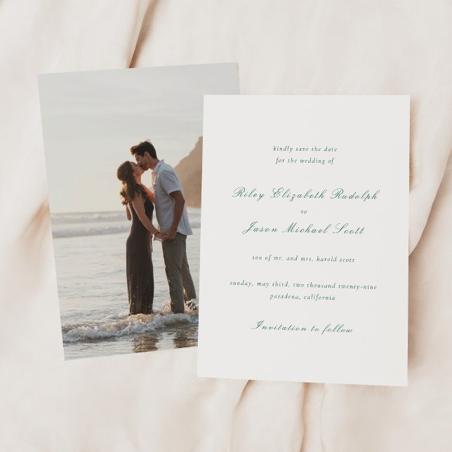 Save The Date Nettoyer Emerald Green Mariage élégant (Créateur téléchargé)