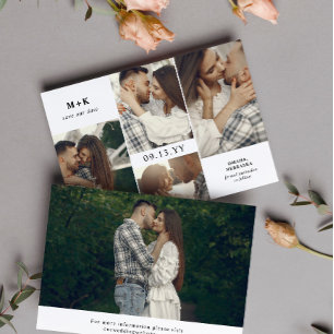 Save The Date Nettoyer les initiales modernes et 4 photos Enregi