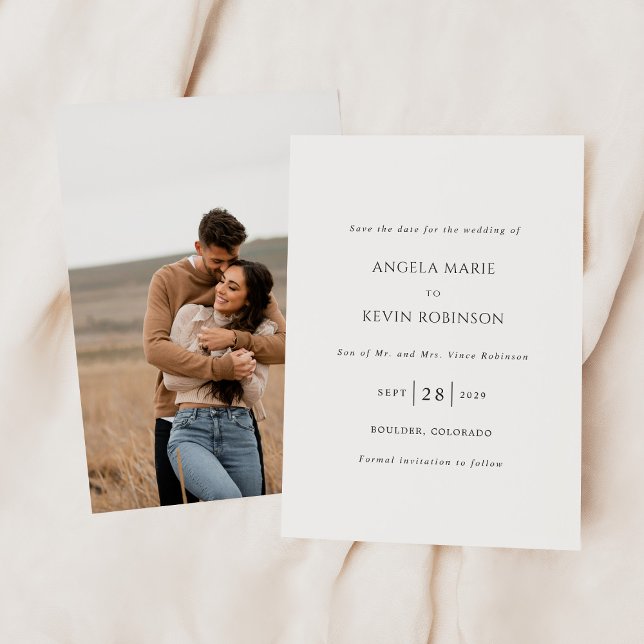 Save The Date Nettoyer noir et blanc Mariage moderne (Créateur téléchargé)