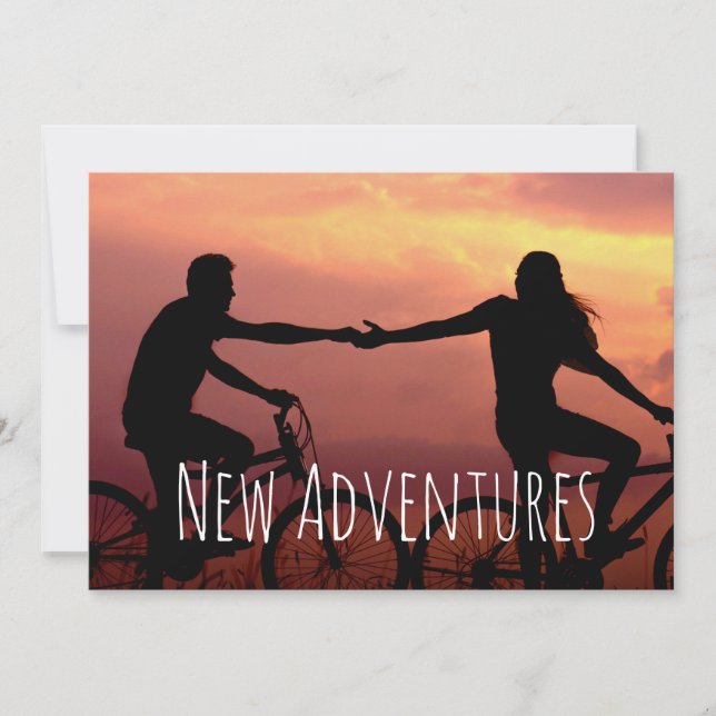 Save The Date New Adventures Fiançailles mariage photo personnal (Devant)