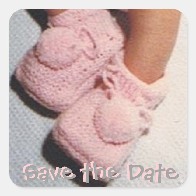 Save the Date/New Baby Square Sticker (Front)