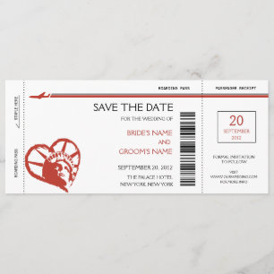 Save The Date New York Boarding Pass Enregistrer la date Invitat