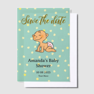 Save the date newborn baby shower vellum invitations