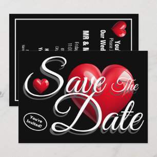 Save The Date Newly Weds Red Heart Wedding Invitation