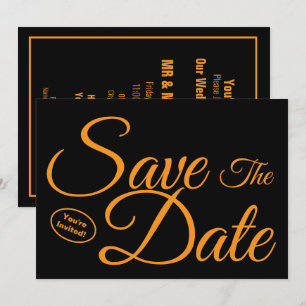 Save The Date Newly Weds White Calligraphy Wedding Invitation
