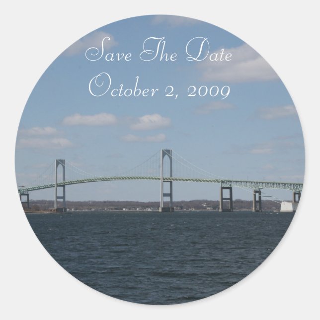Save the date, NEWPORT, RI Classic Round Sticker (Front)