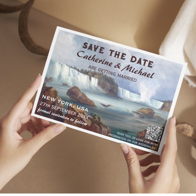 Save The Date Niagara Falls New York Travel QR Code (Créateur téléchargé)