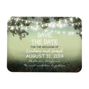 save the date night lights rustic MAGNET
