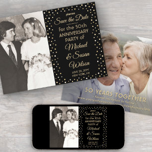 Save The Date N'IMPORTE QUEL Anniversaire 2 Photo Elegant Noir e