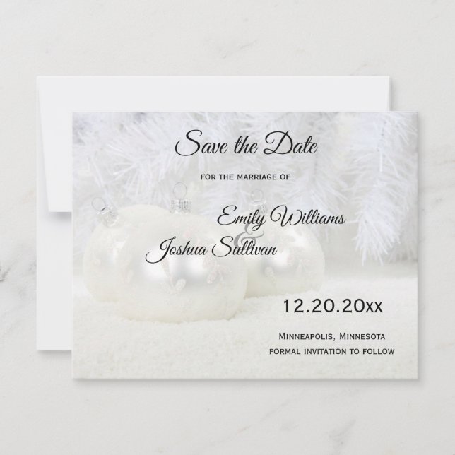Save The Date Noël blanc Mariage d'hiver (Devant)