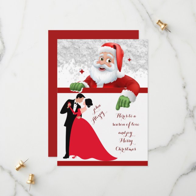 Save The Date Noël de couple rouge et blanc (Devant/Arrière en situation)