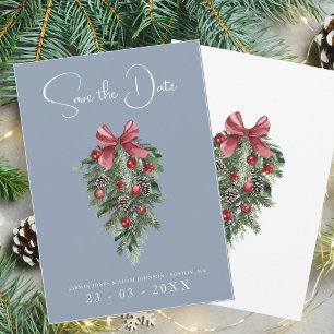Save The Date Noël Dusty Blue Winter Mariage