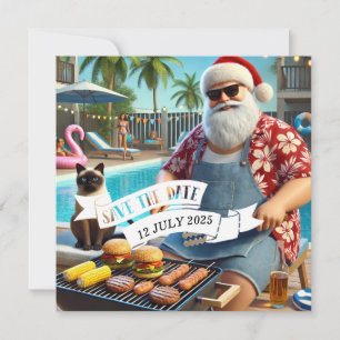 Save The Date Noël en juillet Pool Party avec le Père Noël Invi