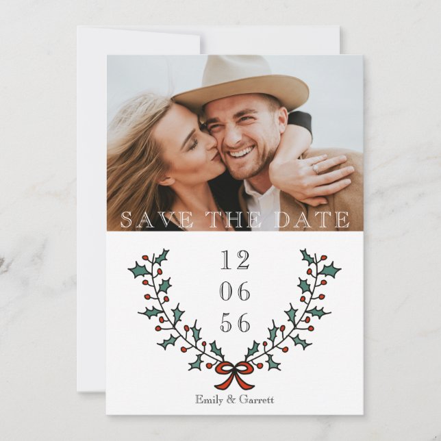 Save The Date Noël photo de vacances de Holly Berry (Devant)
