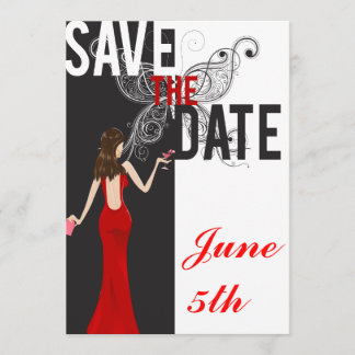 Save The Date Noir, blanc et rouge classique Enregistrer la date