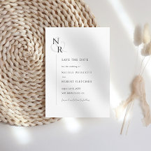 Noir & Blanc Moderne Élégant Mariage Monogramme