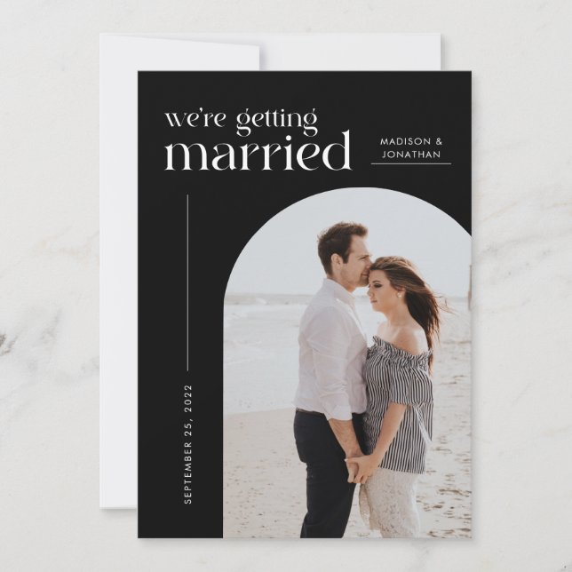 Save The Date Noir classique Nous nous marions Arch Photo (Devant)