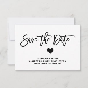 Save The Date Noir et blanc avec coeur Retour photo