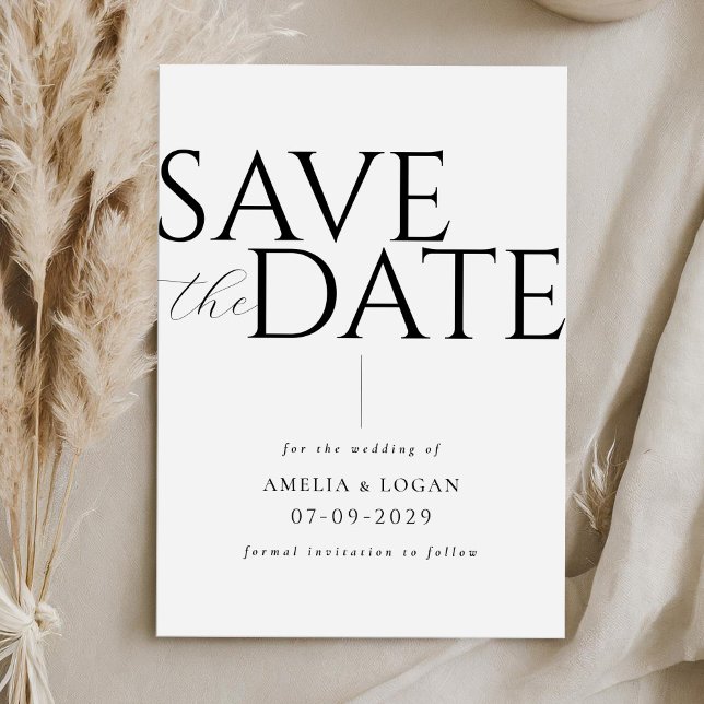 Save The Date Noir et blanc chic minimaliste moderne (Créateur téléchargé)