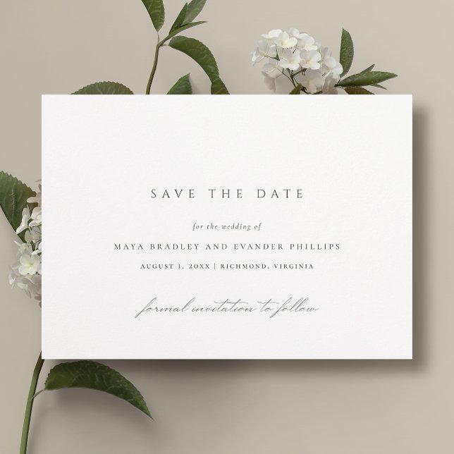 Save The Date Noir et blanc classique | Élégant Mariage minimal (Créateur téléchargé)