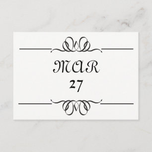 Save The Date Noir et blanc grande date - 3x5 Enregistrer la dat